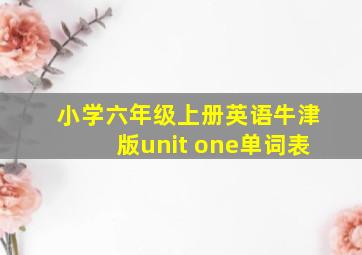 小学六年级上册英语牛津版unit one单词表